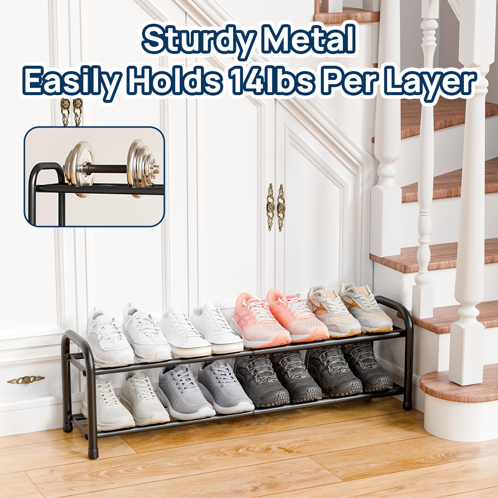 ENJOYBASICS Expandable Shoe Rack, 2 Tier Adjustable Shoe Storage Shelf