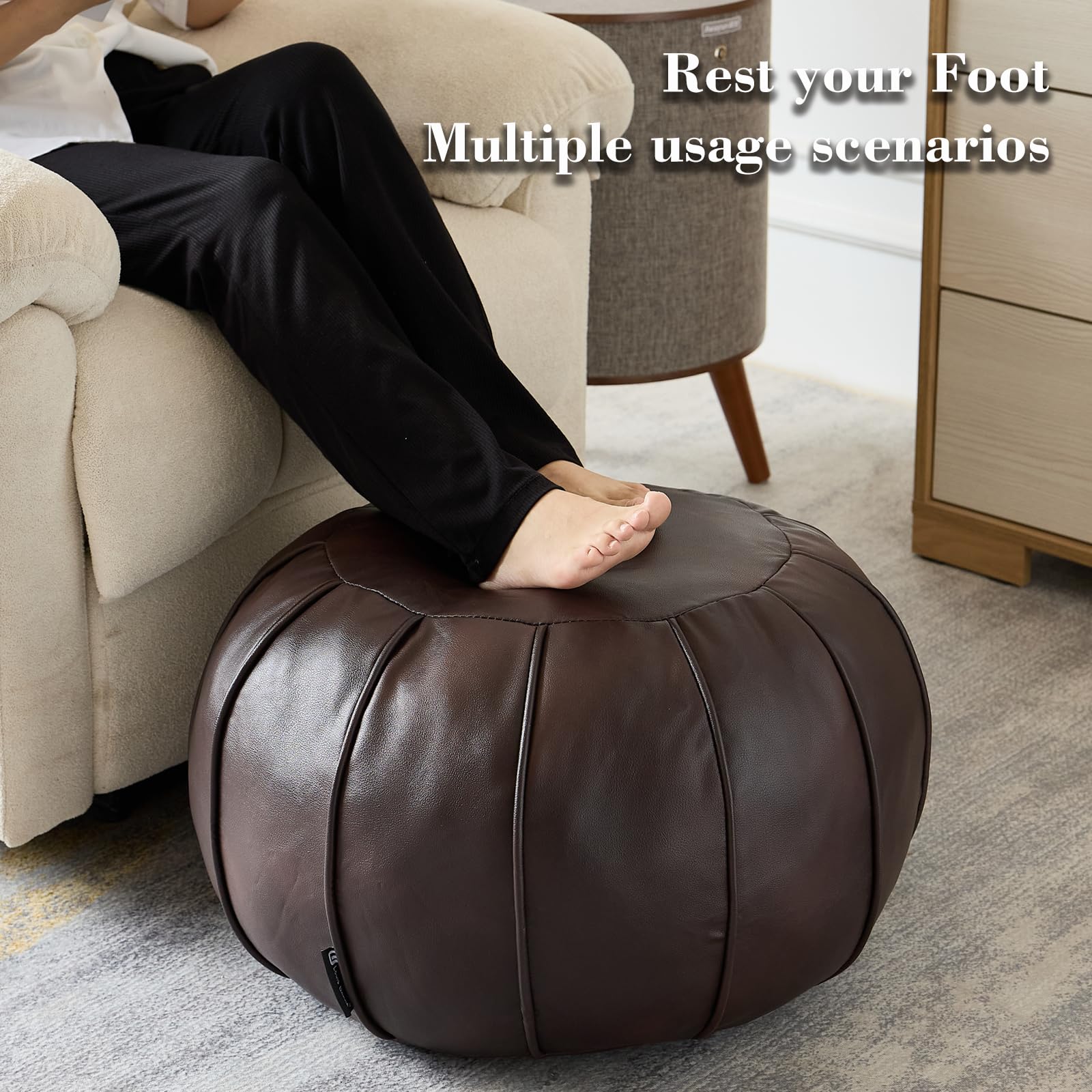 Louis Donné Unstuffed Ottoman Pouf Cover, Supersoft Handmade Faux Moroccan Decor, Small Bean Bag for Storage Solution, Foot Stool for Foot Rest