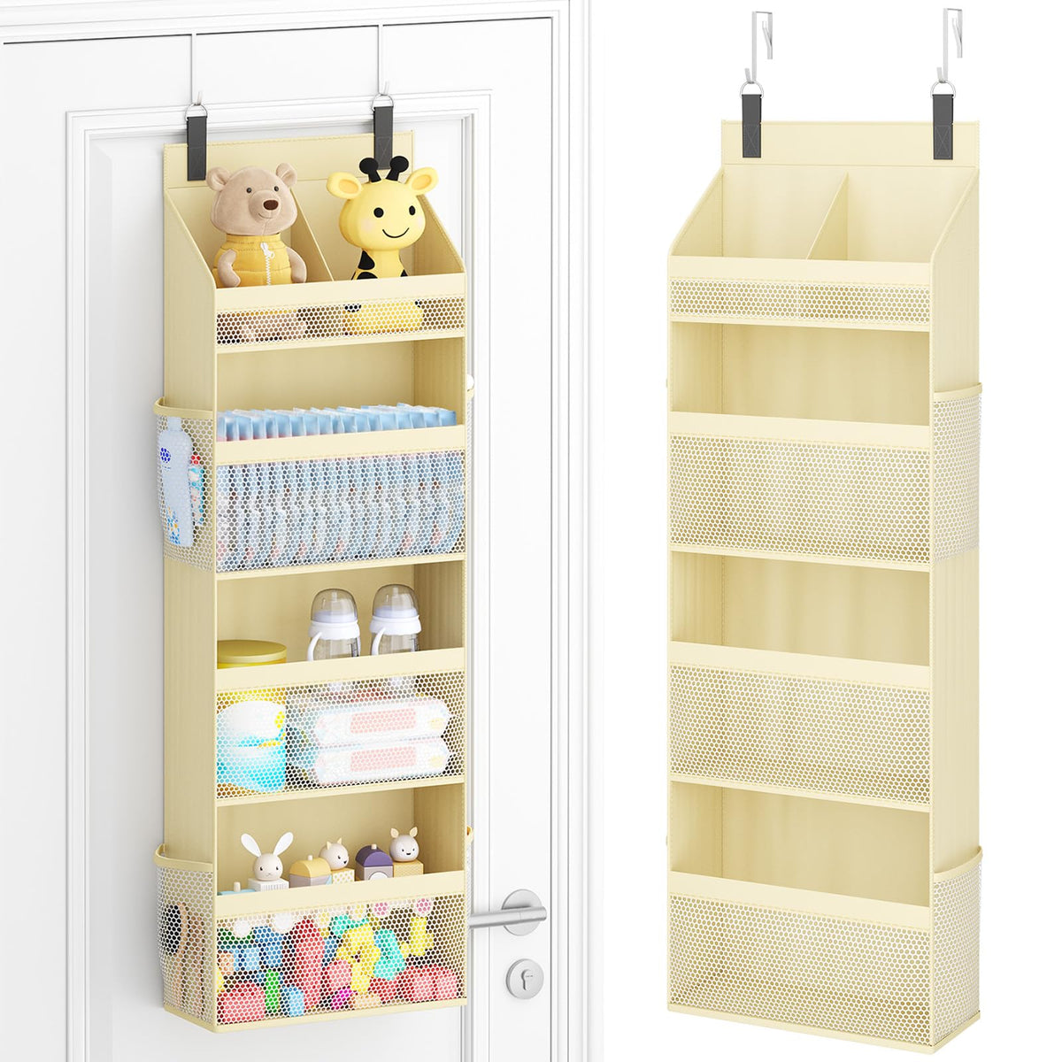 Lifewit 4 Tier Over the Door Diaper Organiser, Hanging Storage, Beige
