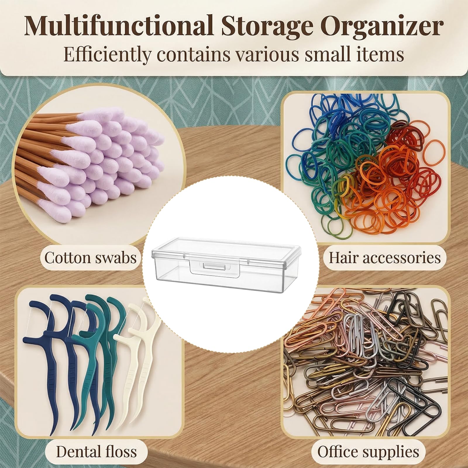 Kynigo 4 Pcs Cotton Swab Holder, Floss Pick Holder with Dustproof Lid, Clear Plastic Cotton Swab Container
