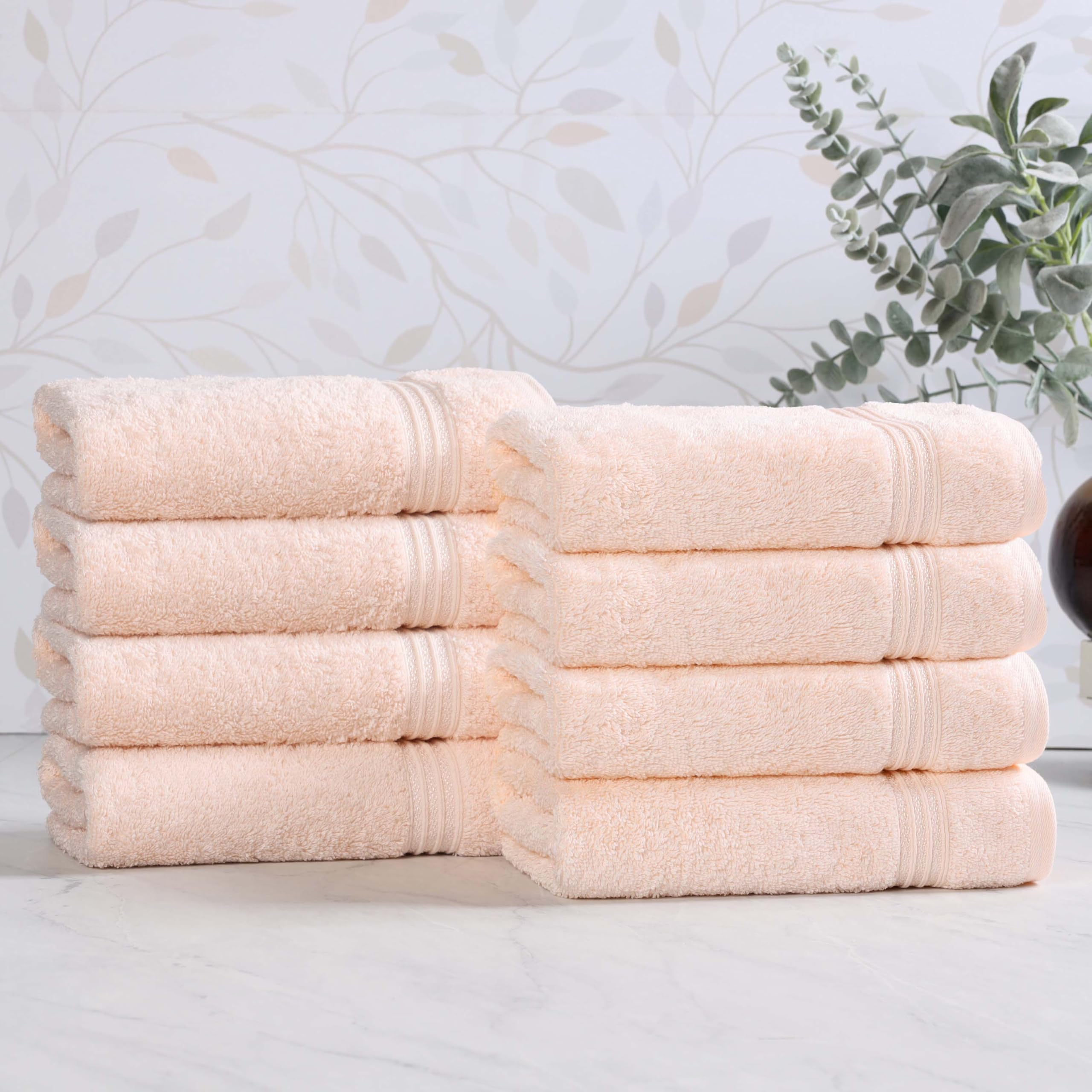 Superior Set, Cotton, Peach, 8PC Hand Towels