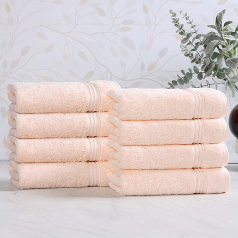Superior Set, Cotton, Peach, 8PC Hand Towels
