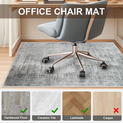 Office Chair Mat 90 x 120 cm, Floor Protector for Office Chair, Anti-Slip