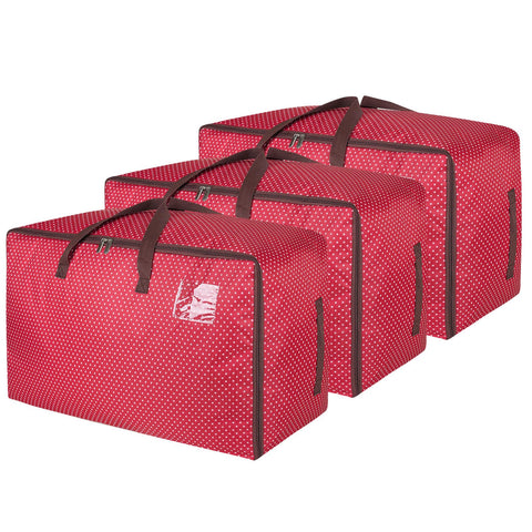 DOKEHOM 3-Pack 105L Large Storage Bag, Underbed Clothes Organizer, Red