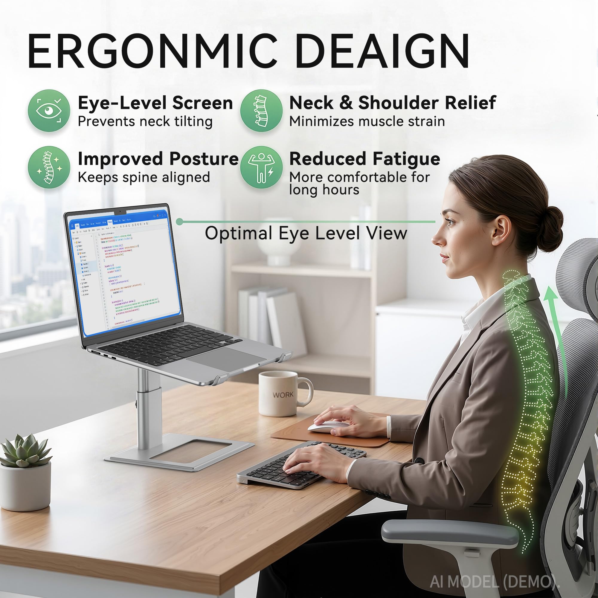 SOUNDANCE Adjustable Laptop Stand for Desk, Computer Stand, Ergonomic Laptop Riser Holder Compatible with 10 to 17.3 Inches Notebook PC Computer
