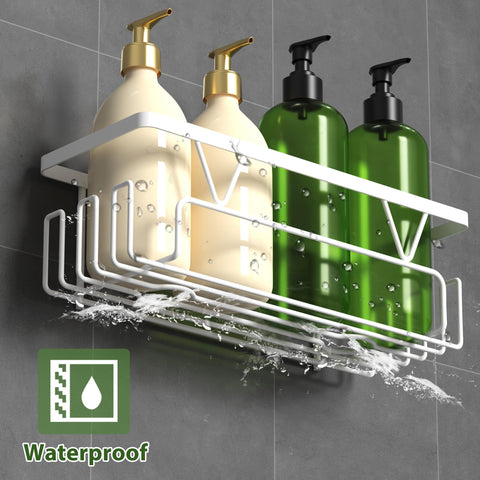 KEGII 4 Piece Shower Caddy with Toothbrush Holder & Soap Holder, White