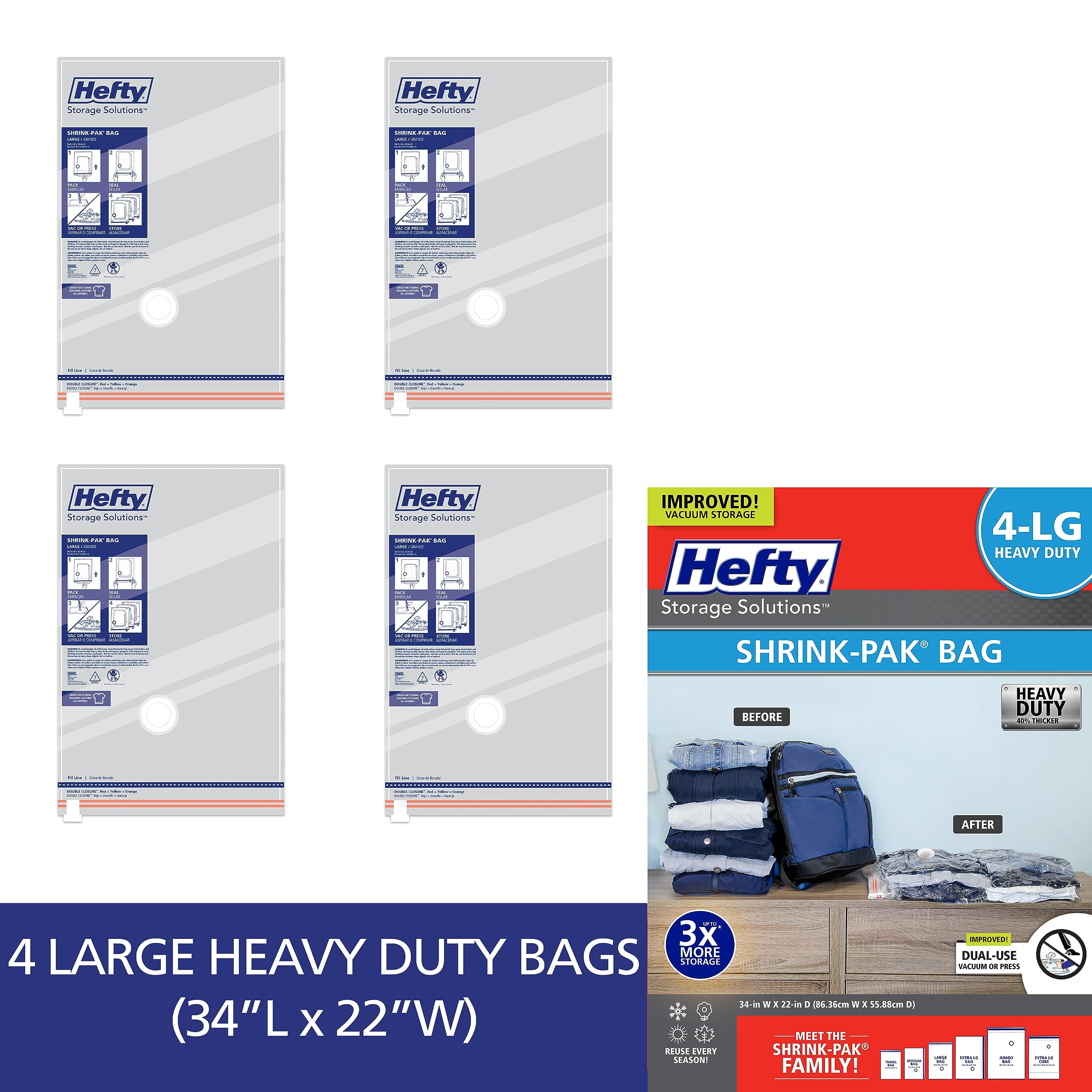 Hefty Shrink-Pak 4 Large Heavy Duty Bags