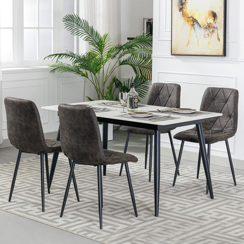 Set of 4 Dining Chairs for Dining Room, Faux Suede Kitchen Chairs, Gray