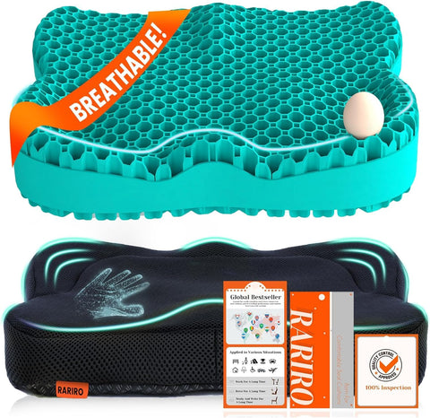 Double-Layer Honeycomb Gel Seat Cushion, Pressure Relief for Long Sitting