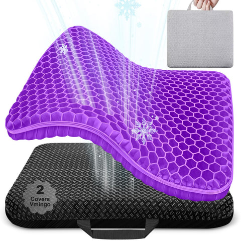 Vmingo Gel Seat Cushion, Breathable Honeycomb Design Egg Gel Cushion,Double Thick Big seat Cushion,Ergonomic Support Pressure Cushion