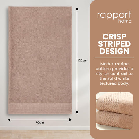 Rapport Home Eden Weave Bath Towels 2-Pack | Mink, 70x120cm | 100% Cotton 500gsm | Oeko-Tex Made in Green & BCI Certified