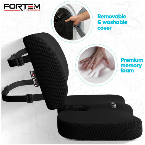FORTEM Seat Cushion & Lumbar Support for Office Chair, Car Seat Combo