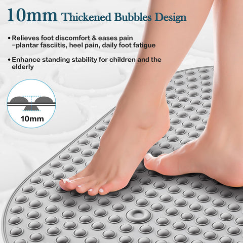 Silicone Bathtub & Shower Mat Non Slip, Bubble Massage Anti Slip Shower Floor Mat with 27 x 15 Inches for Easy Storage