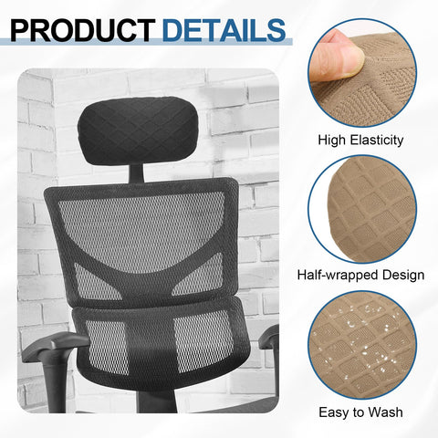 sourcing map Office Chair Pillow Cover, Office Chair Headrest Attachment Mesh Removable Headrest Protector for Home Desk Computer Chairs, Khaki