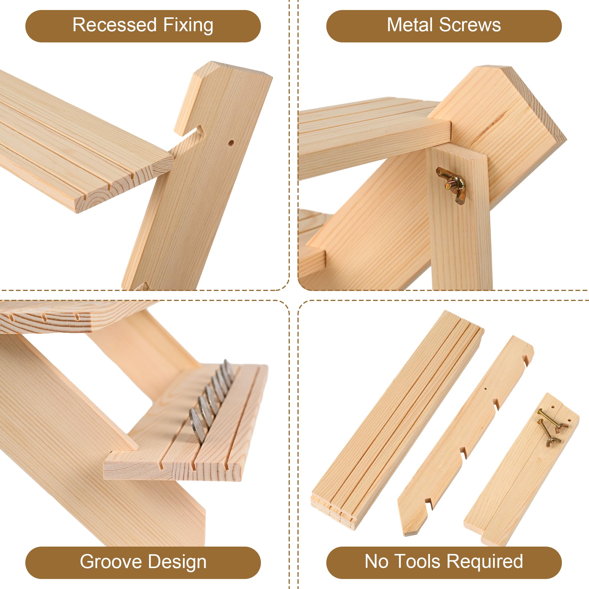 LEXFUNN Wooden Jewellery Display Rack Stand Earring Stall Stand Organizer Shelf 3/4 Tier (4 Tier)