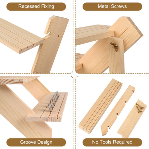 LEXFUNN Wooden Jewellery Display Rack Stand Earring Stall Stand Organizer Shelf 3/4 Tier (4 Tier)
