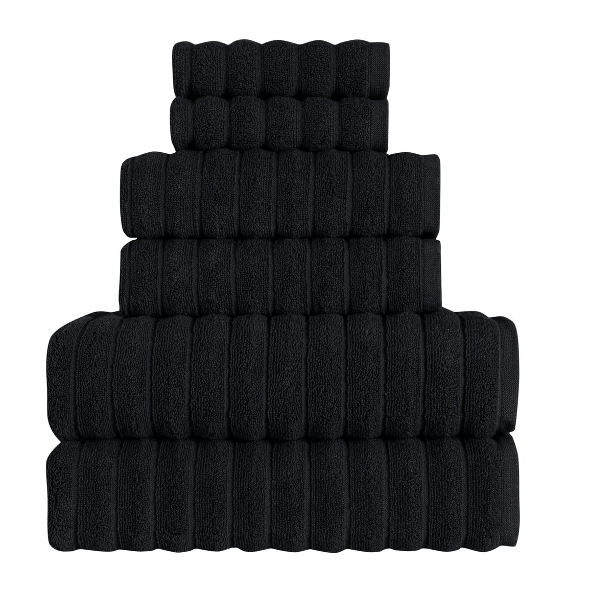 BERIBO Cloud Turkish Towels 100% Cotton - Set of 6-620gsm (Black)