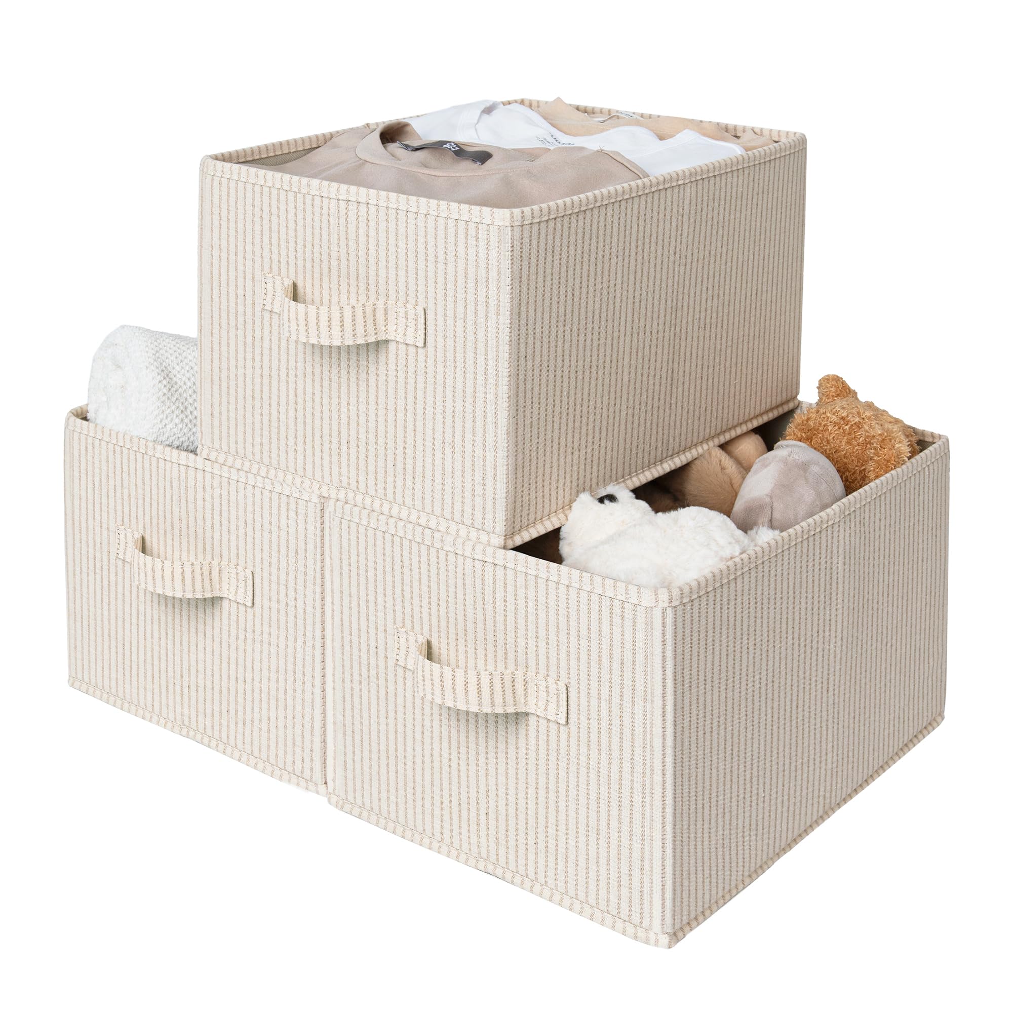 StorageWorks Shelf Storage Boxes, Large Storage Baskets for Shelves, Rectangular Wardrobe Organisers with Handles