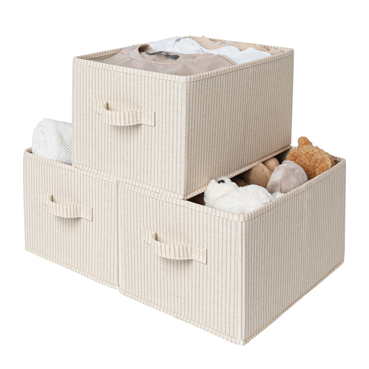 StorageWorks Shelf Storage Boxes, Large Storage Baskets for Shelves, Rectangular Wardrobe Organisers with Handles