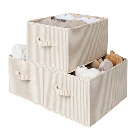 StorageWorks Shelf Storage Boxes, Large Storage Baskets for Shelves, Rectangular Wardrobe Organisers with Handles