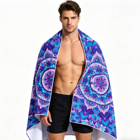 yayafunfun Large Quick Dry Microfibre Beach Towels for Adults, 160X90cm Mandala Bath Towel Travel Towels with Pocket