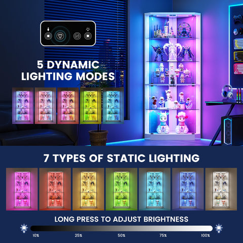 5-Tiers Corner Display Cabinet with RGB Lights for Collectibles,Living Room