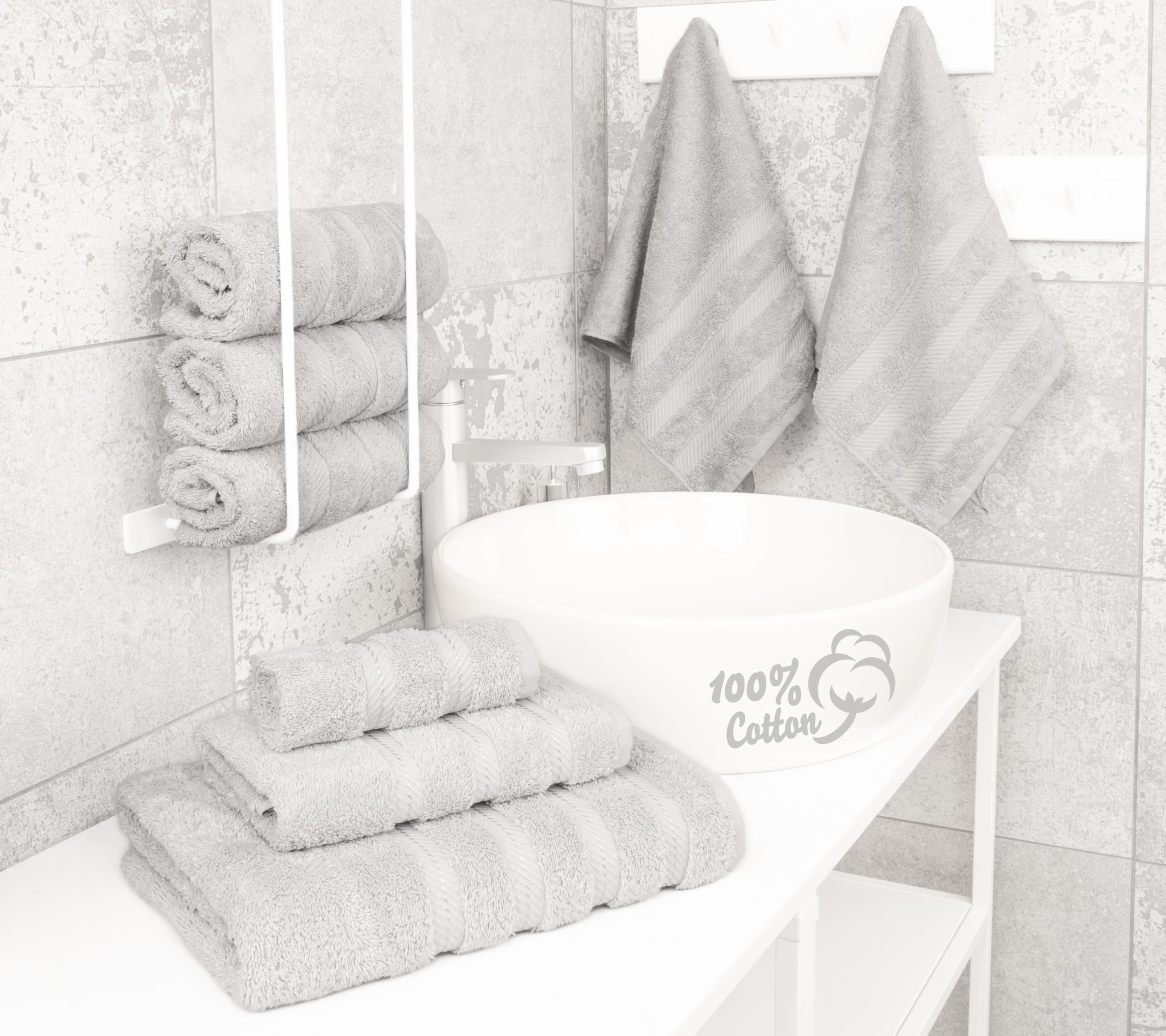 American Soft Linen Luxury 6 Piece Towel Set, 2 Bath Towels 2 Hand Towels 2 Washcloths, 100% Turkish Cotton Towels for Bathroom