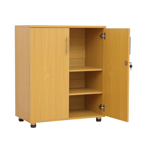 MMT Furniture Designs Ltd Storage Cupboard, 2 Door Engineered Wood, 2 Shelves. Beech, 75cm x 38cm x 90cm