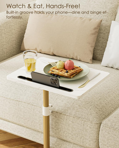 HEYZOEY C-Shaped Side Table Adjustable, 360° Swivel Sofa End Table, 40x30x45-83cm, Small Coffee Table, Bedside Table for Living Room, Bedroom