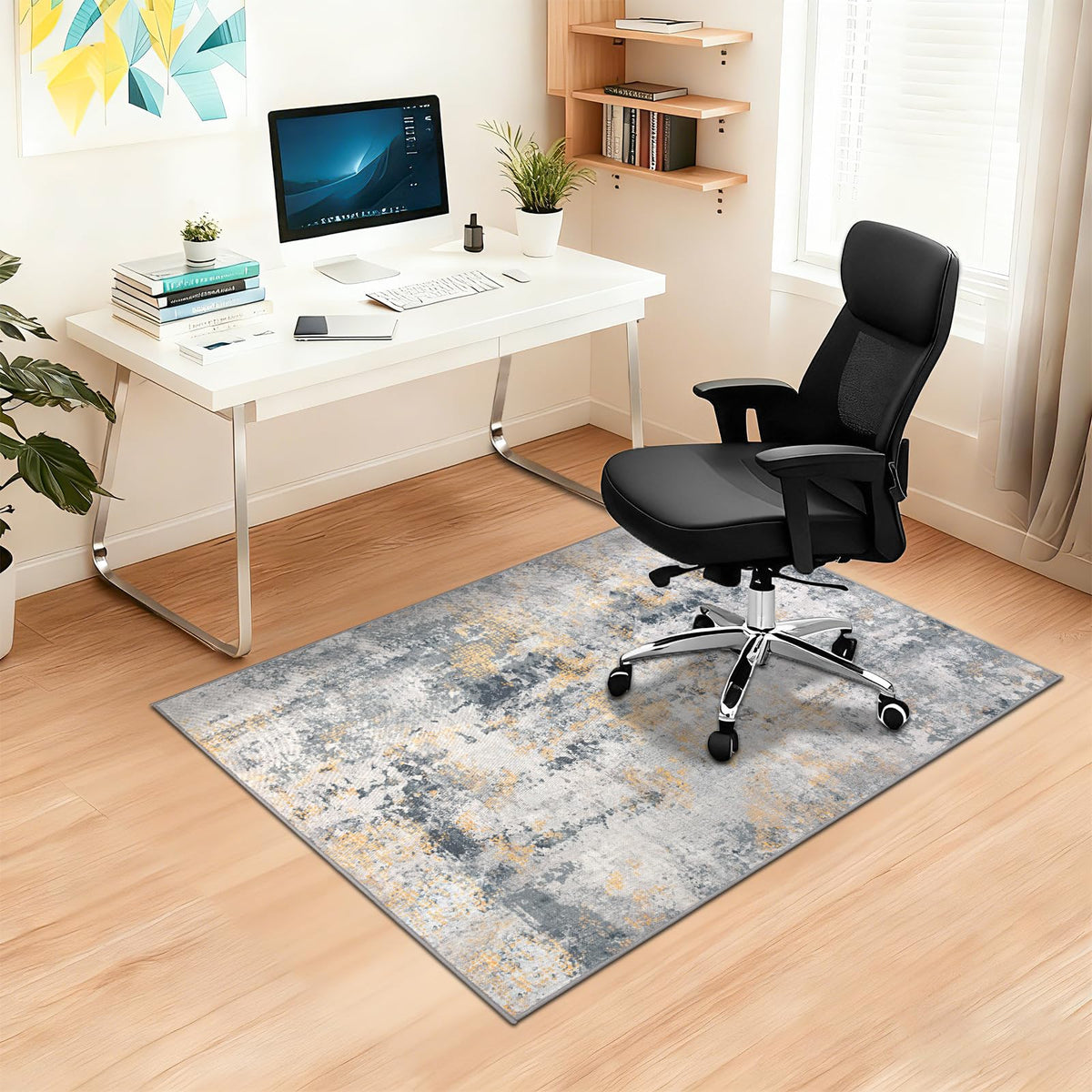 Capslpad Office Chair Mats for Hardwood Floor 90x120cm Non-Slip Modern Abstract Home Multi Purpose Chair Mat Low Pile Floor Protectors Computer Chair