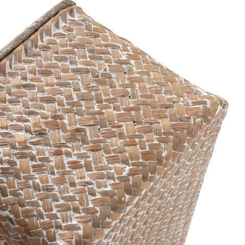 Seagrass Storage Baskets with Lid Natural Rattan Woven Rectangular Organizer Box (Whitewash Medium 30cmx18cmx15cm H)