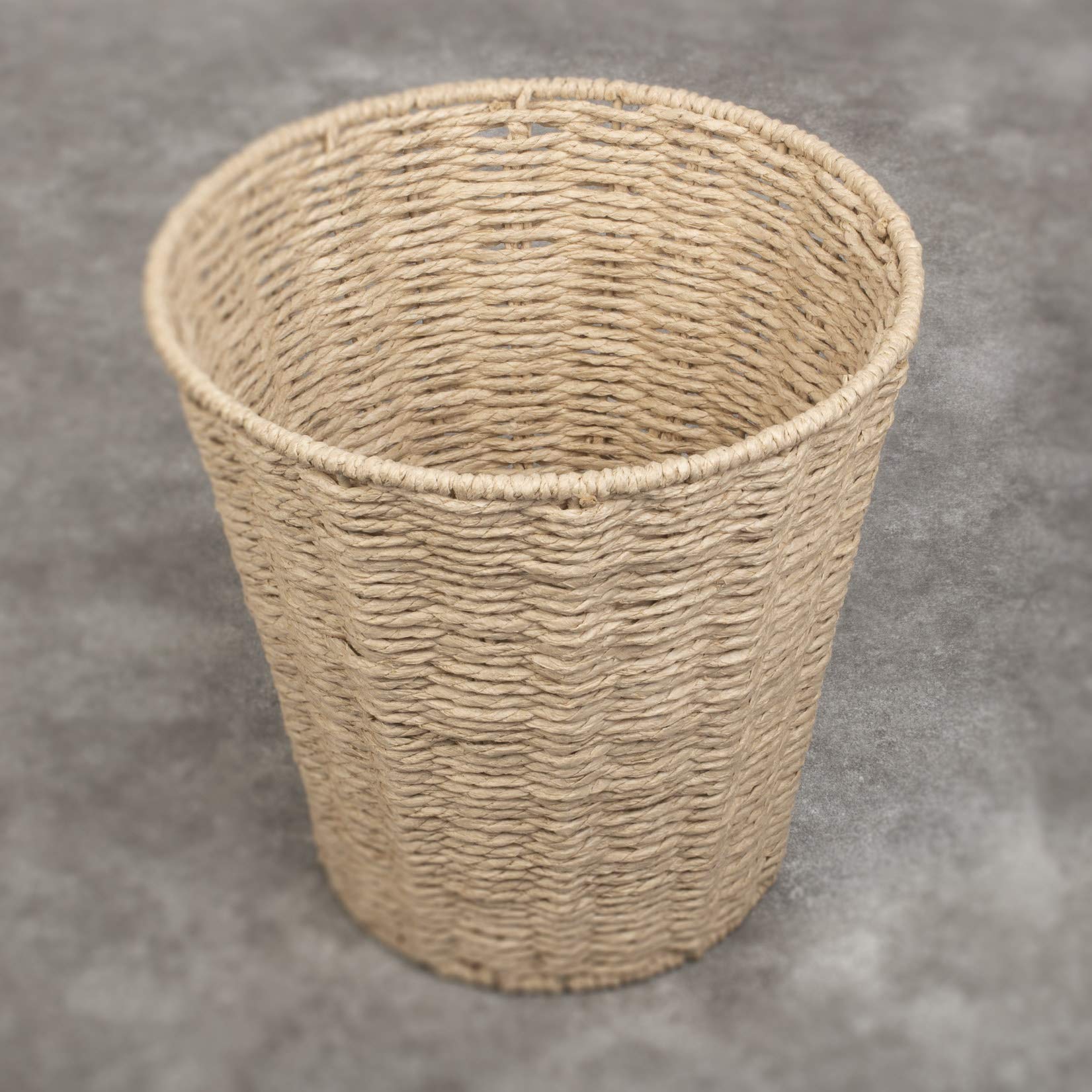 woodluv Round Waste Paper Basket Bin - Rubbish Bin for Bedroom, Bathroom, Offices or Home