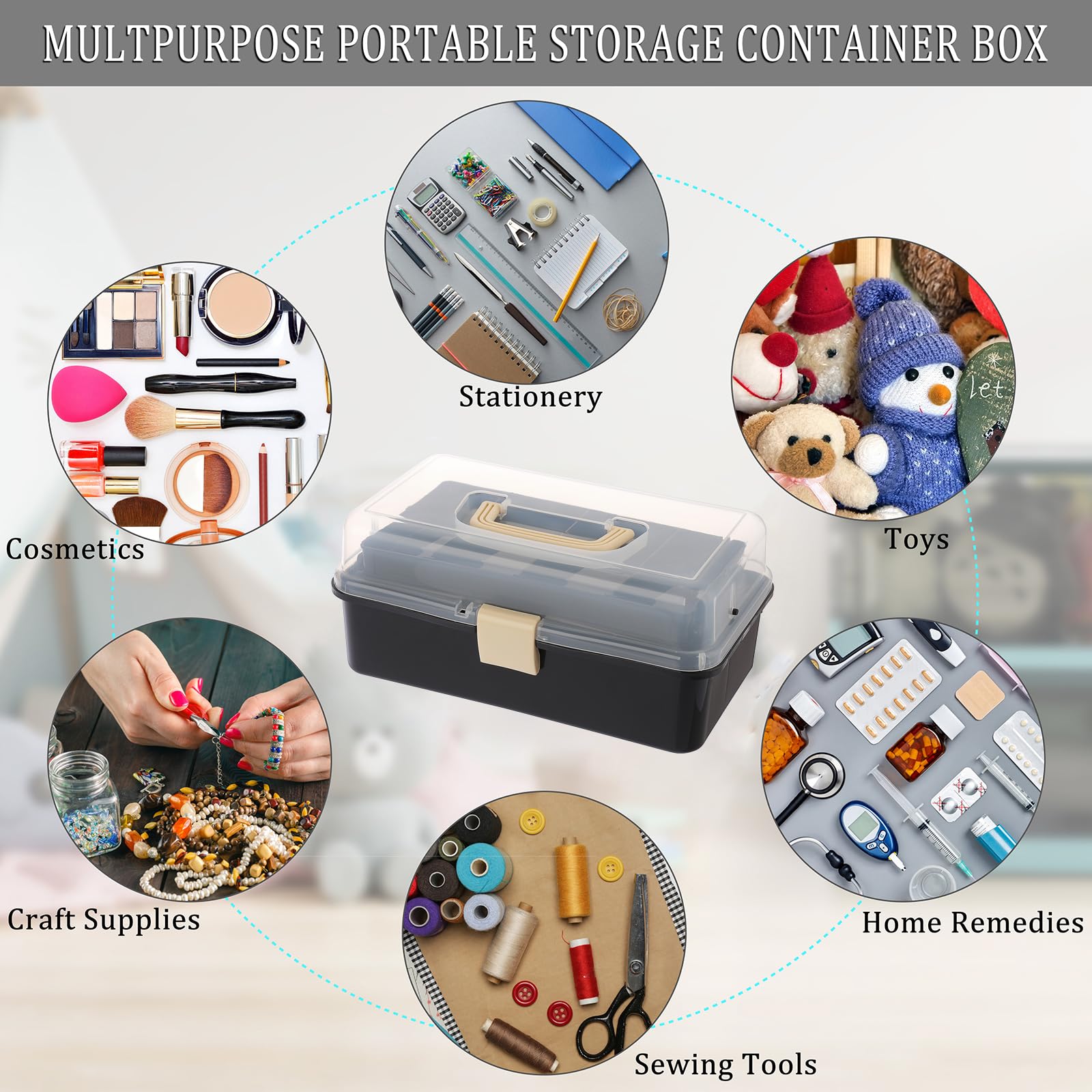 IGNPION 3 Tiers Craft Stackable Storage Box, Plastic Dividers Organiser Box