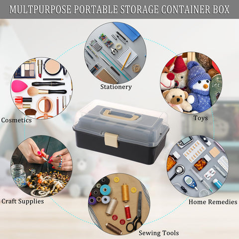 IGNPION 3 Tiers Craft Stackable Storage Box, Plastic Dividers Organiser Box