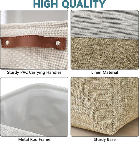 Malloom 6 Pack Fabric Cube Storage Boxes 30x30x30, Square Grey Storage Basket with Handles