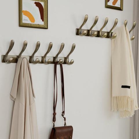 HONSKY Coat Rack Wall Mounted,44 cm Coat Hook Wall Mounted,6 Hooks Heavy Duty Wall Coat Hook for Hanging Clothes,Coat,Hat,Jacket,Antique Bronze