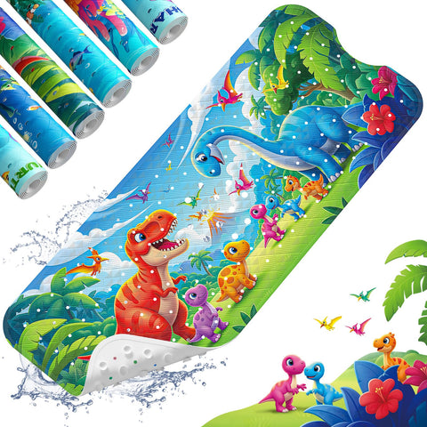XIYUNTE Baby Bath Mats Non Slip Anti Mould, Cartoon Kids Bath Mat Non Slip, 100x40cm Extra Large Baby Shower Mat Bath Mat with Suction Cups & Drain