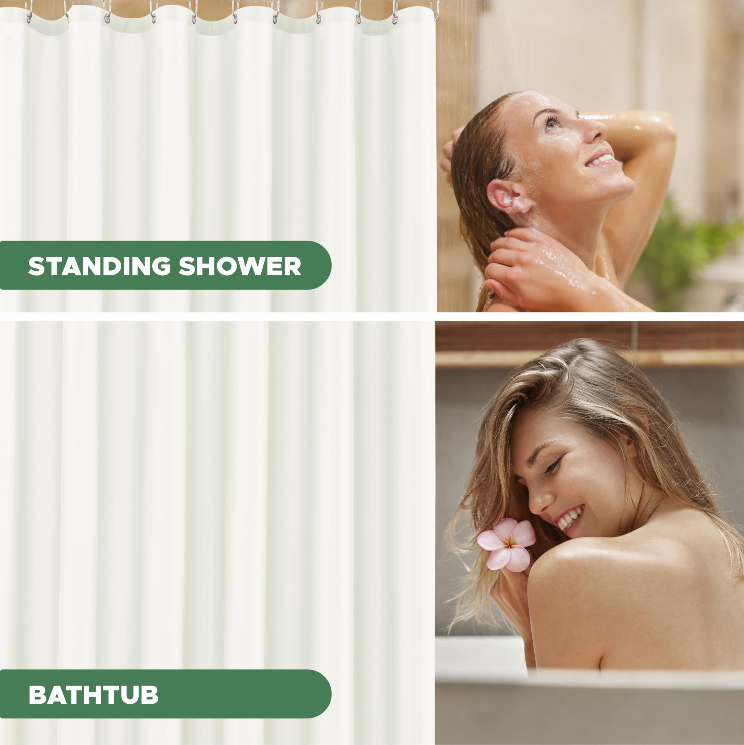 Biscaynebay Fabric Shower Curtain Liner, Water Resistant Bathroom Curtain Liner, 72 X 72, Ivory