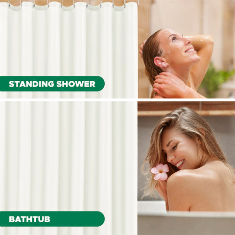 Biscaynebay Fabric Shower Curtain Liner, Water Resistant Bathroom Curtain Liner, 72 X 72, Ivory