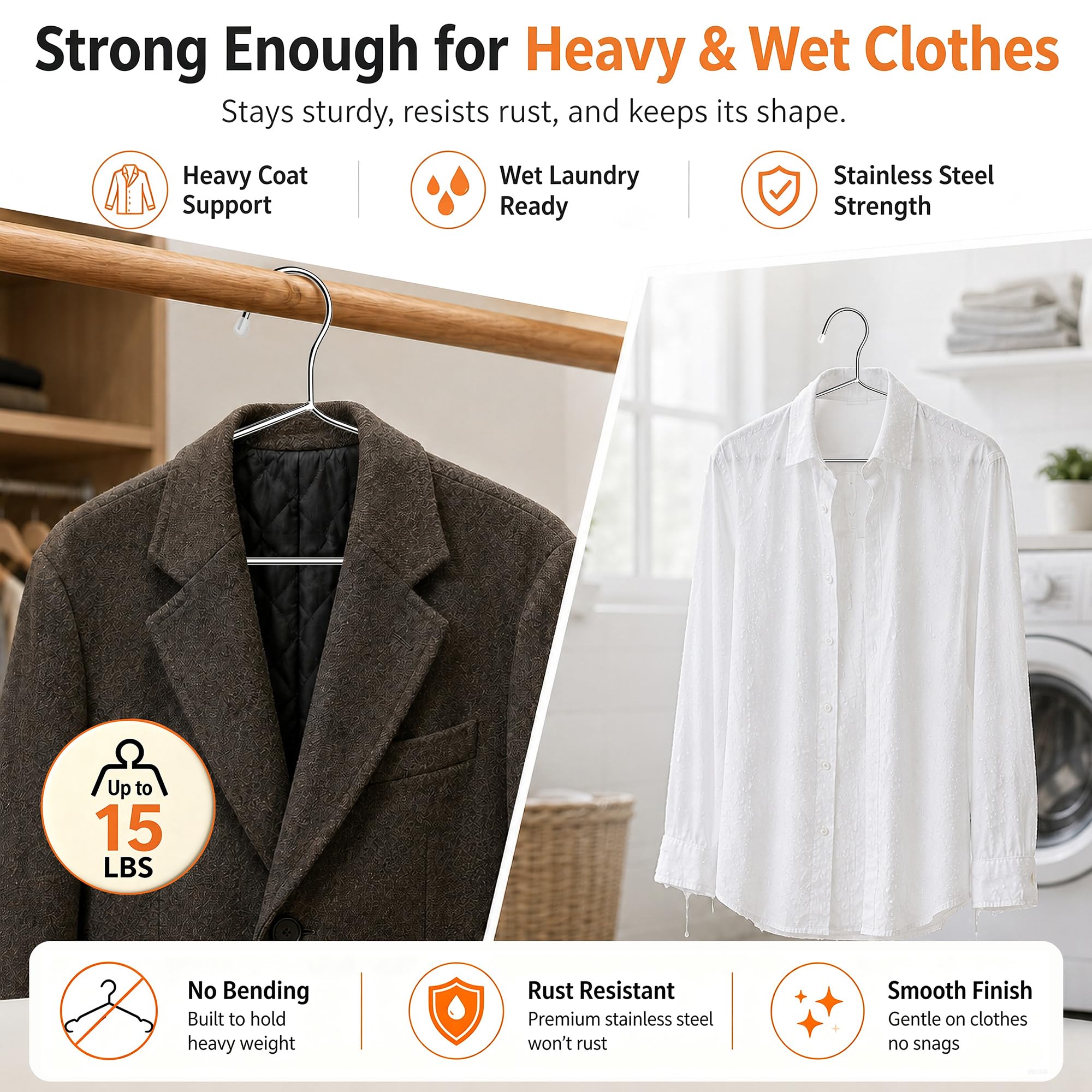 TIMMY Wire Hangers 40 Pack Stainless Steel Strong Metal Coat Hanger Clothes 16.5 Inch