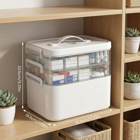 Kryndle Medicine Storage Box, 3 Layer Medicine Box with Compartments