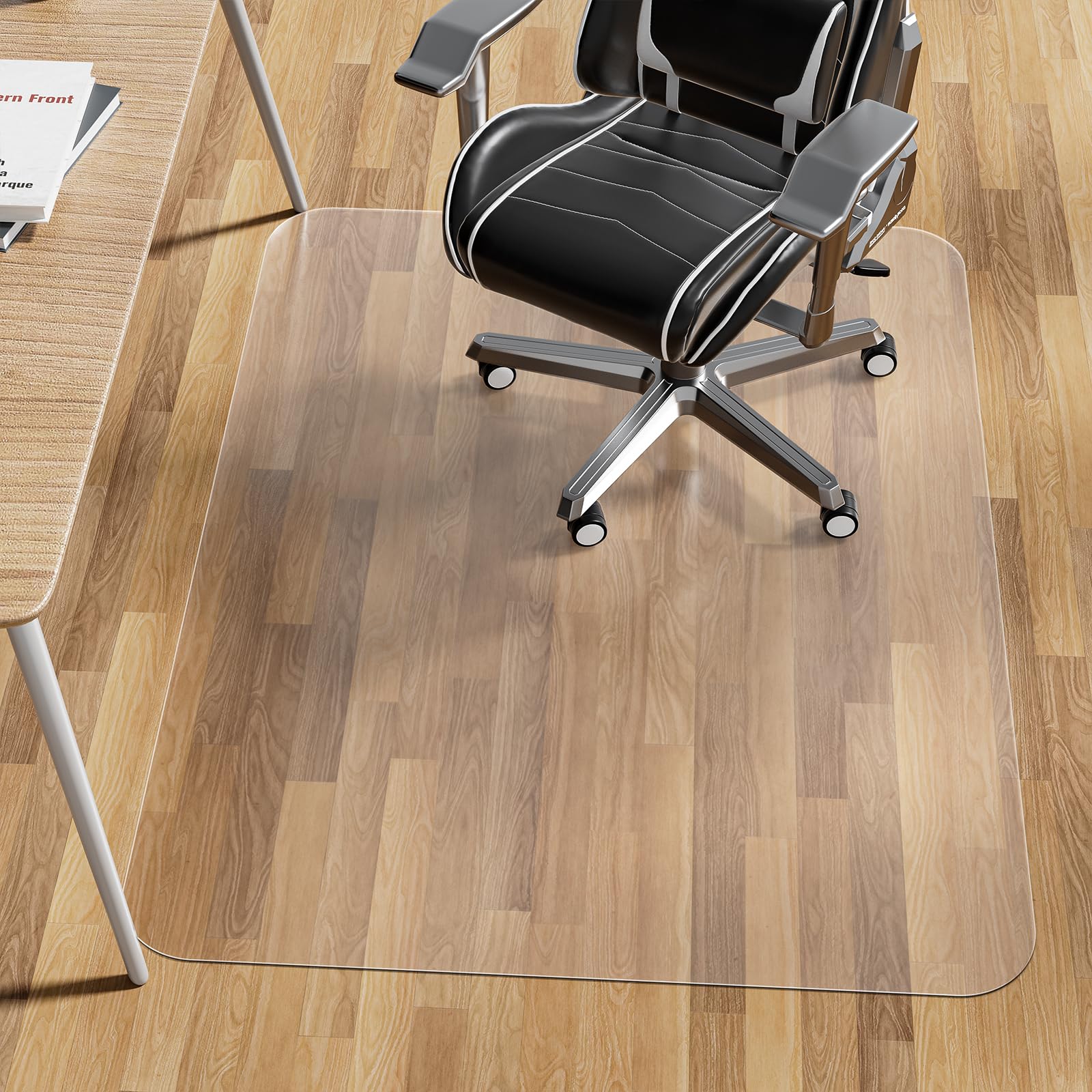WASJOYE Office Chair Mat 75x120cm, Floor Protector for Office Chair, Chair Mat for Hard Floors Transparent Clear PVC