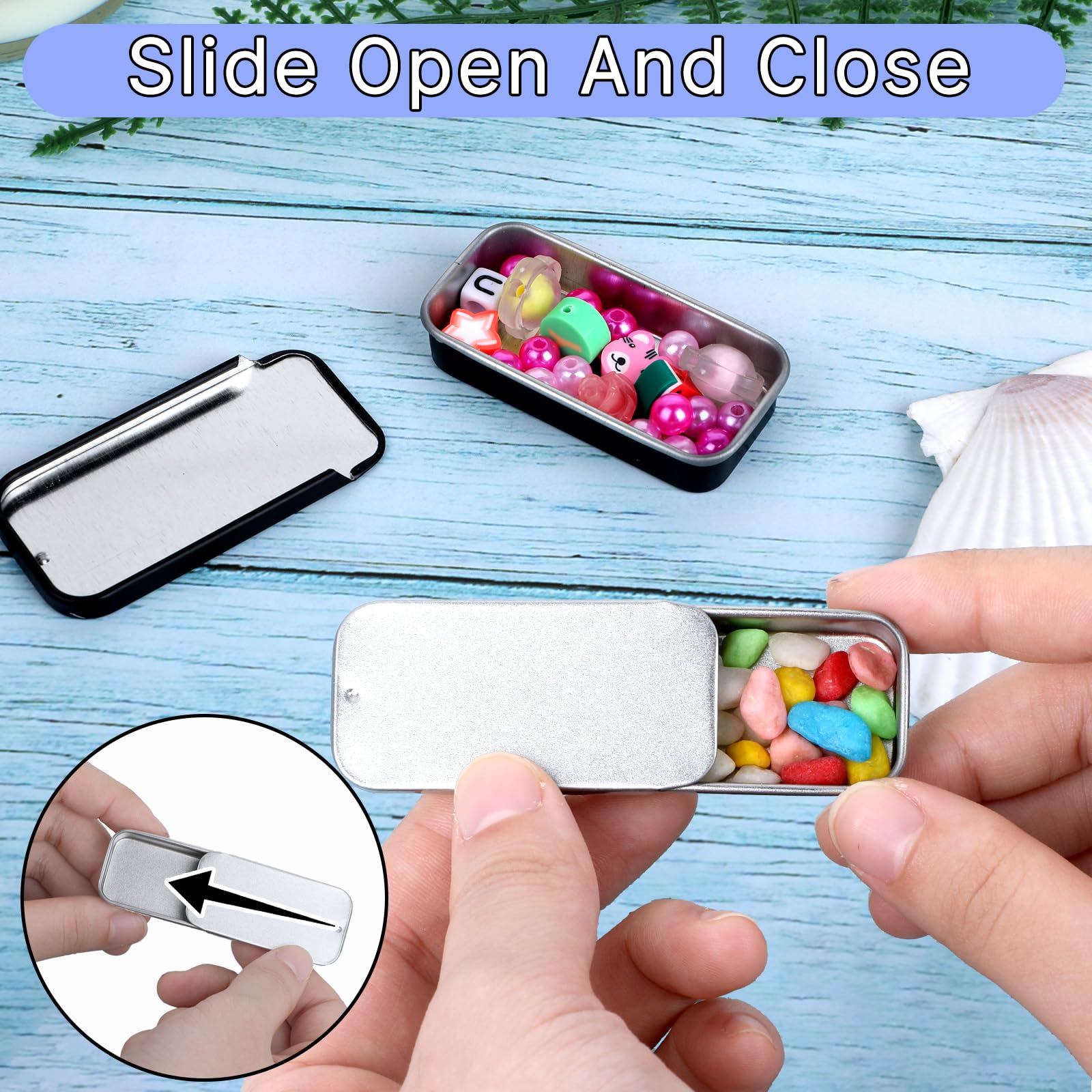 Larrel 6 Pcs Rectangular Tin Box, Mini Portable Tin Container Metal Storage Box Perfume Container Glue Containers Bushcraft Gear Tins Can Bobby Pin