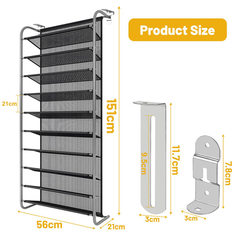 DBREAKS Pack of 2 10-Tier Adjustable Over Door Shoe Rack