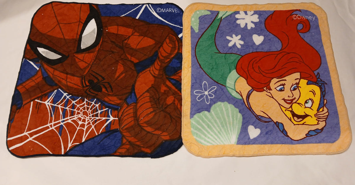 Lex's Linens Spidey & Little Mermaid 2 Pack Magic Face Cloths