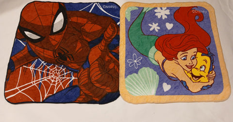 Lex's Linens Spidey & Little Mermaid 2 Pack Magic Face Cloths