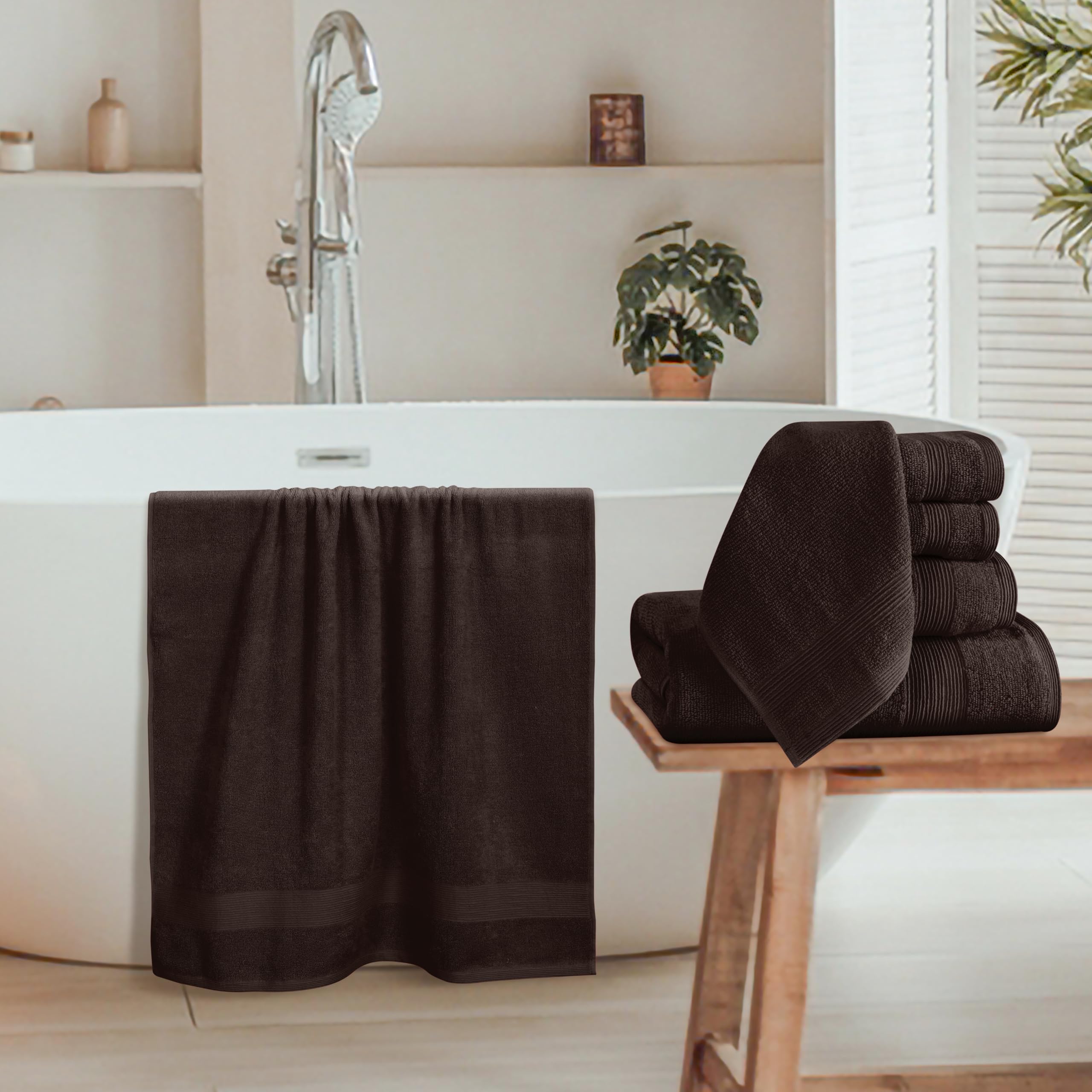 Elvana Home 8 Piece Towel Set 100% Ring Spun Cotton, 2 Bath Towels 27x54, 2 Hand Towels 16x28 and 4 Washcloths 13x13