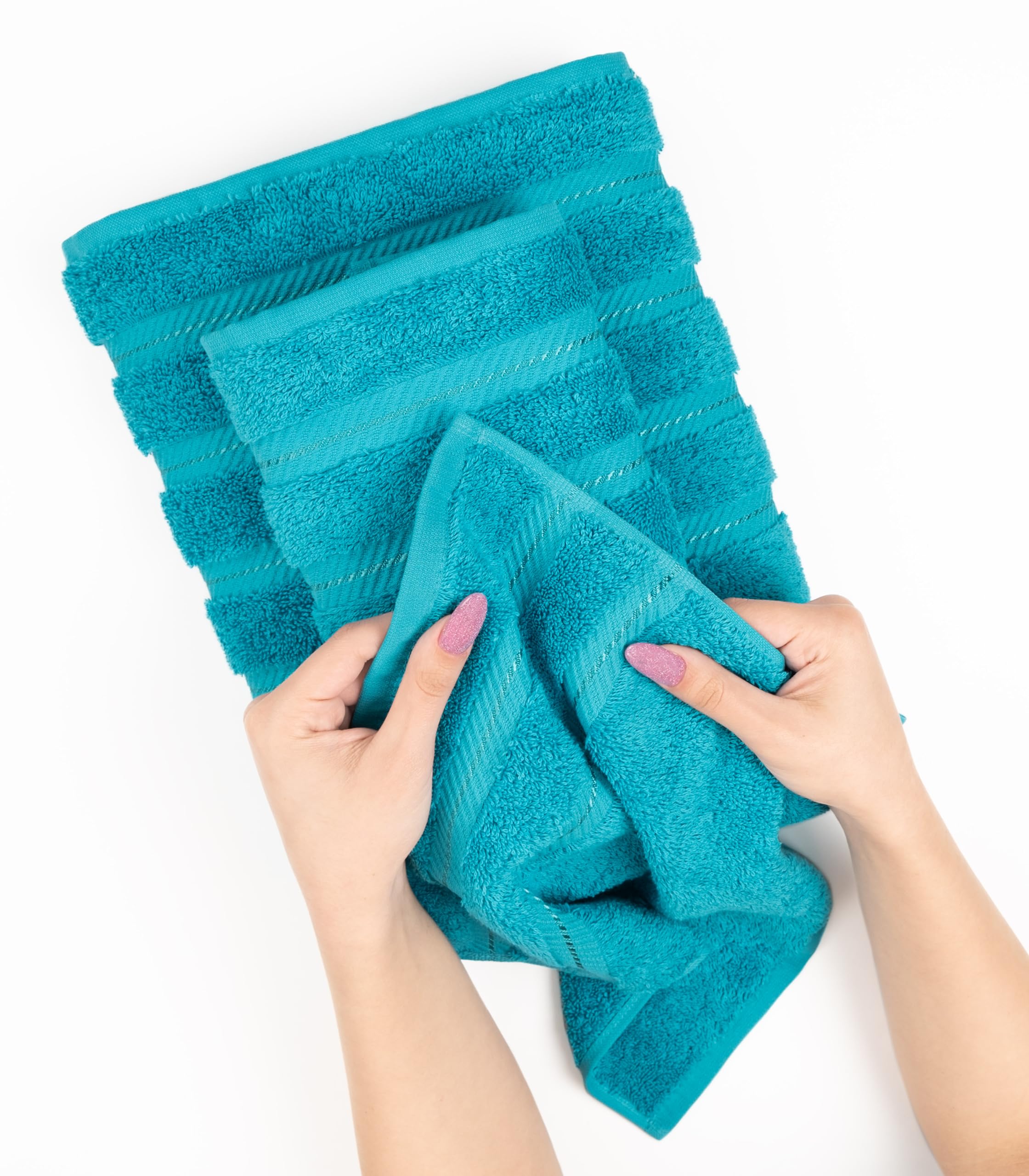 American Soft Linen Premium 3 Piece Towel Set, 1 Bath Towel, 1 Hand Towel, 1 Wipe, 100% Cotton Turkish Towels, Aqua Blue Towel Set