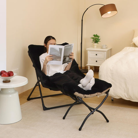 Mordchil EU 15"(H) Folding Ottoman, Foldable Footrest Stool, Portable Small Foot Stool for Couch, Collapsible Foot Rest Ottoman for Sofa