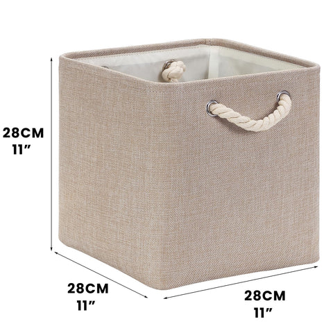Mangata 28x28x28cm Cube Storage Boxes 3Pcs Light Khaki Foldable Baskets